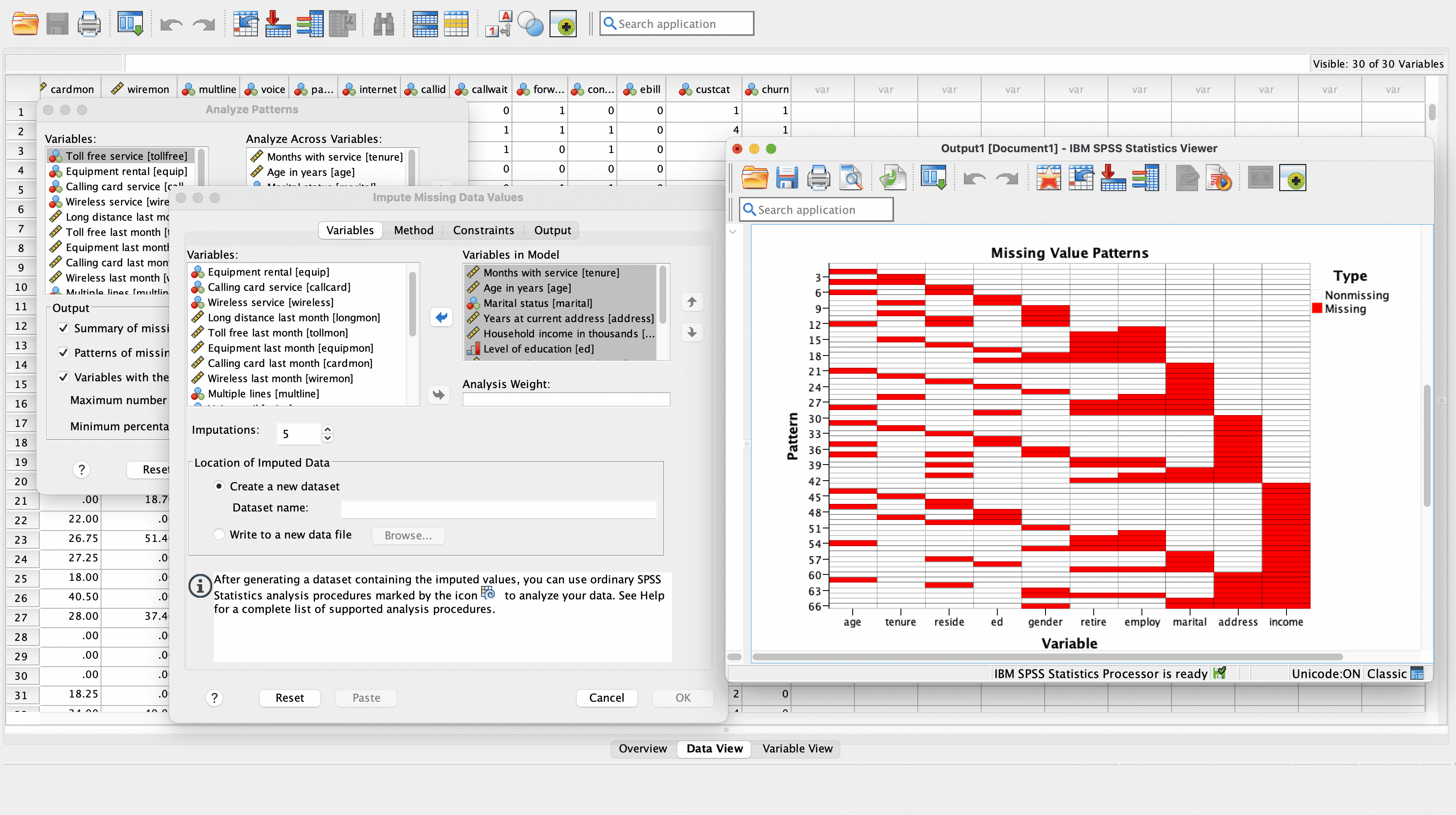 SPSS data analysis environment